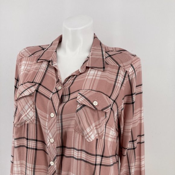 Torrid Top Taylor Pink Plaid Button Front Shirt Long Sleeve Size 2 - Picture 2 of 7